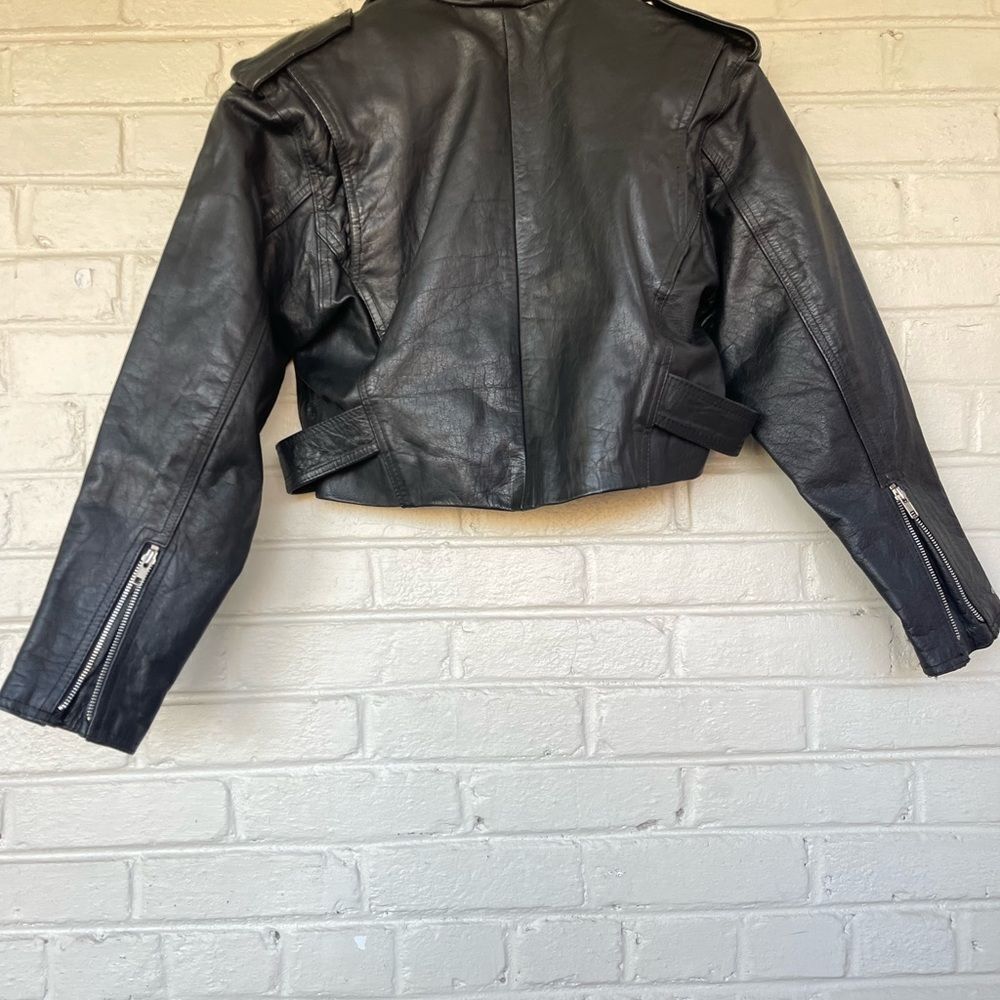 Protech Vintage Classic Biker Black Leather Jacket View 5